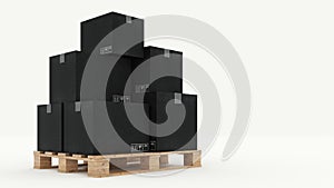 Boxes in empty room 3D