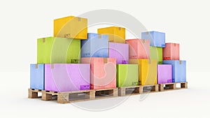 Boxes in empty room 3D