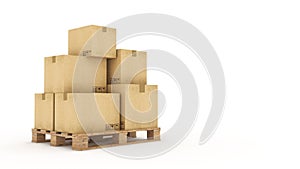 Boxes in empty room 3D