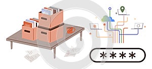Organized Document Storage, Cloud Integration, and Secure Data Management Concept