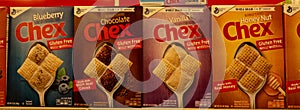 Boxes of General Mills Chex Cereal