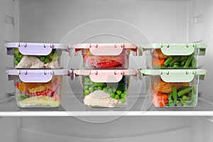 Boxes with prepared meals inside of