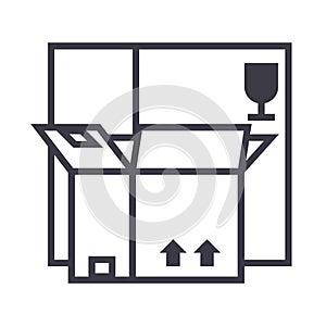 Boxes vector line icon, sign, illustration on background, editable strokes