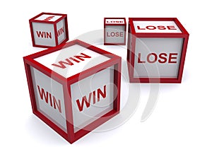 Boxes with win and lose