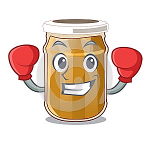 Boxing almond butter in a character jar