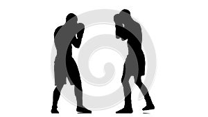 Boxing. Avoiding a direct blow to the head. Silhouette