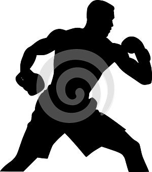 Boxing - black and white vector illustration