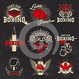 Boxing. Boxing club labels on grunge background. T-shirt print t