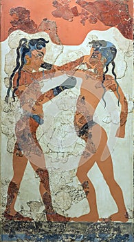 Boxing boys fresco from Akrotiri, Santorini, 1550 BC