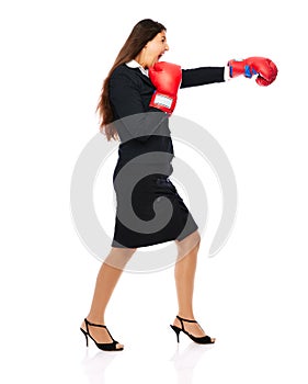 Boxing business woman