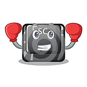 Boxing cartoon esc button attached to computer