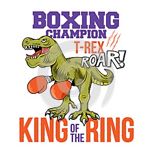 Boxing champion dino T-REX print design