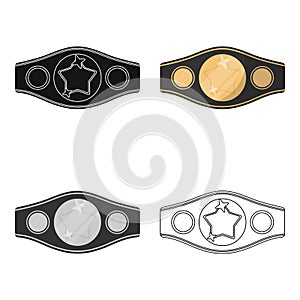 Boxing championship belt icon in combo style isolated on white background. Boxing symbol stock vector illustration.