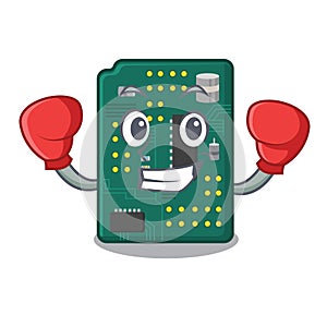 Boxing circuit board pcb isolated with mascot