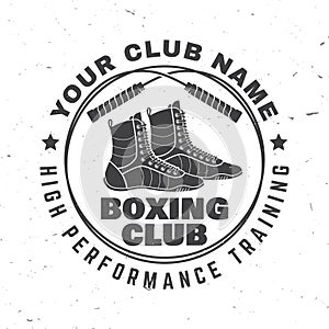 Boxing club badge, logo design. Vector illustration. For Boxing sport club emblem, sign, patch, shirt, template. Vintage