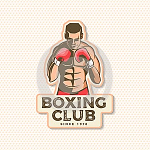 Boxing club badge, logo , patch design. Vector illustration. For Boxing sport club emblem, sign, patch, shirt, template