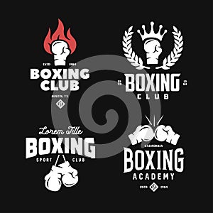 Boxing club labels set. Vector vintage illustration.