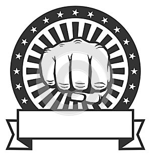 Boxing club logo. Human fist punch emblem