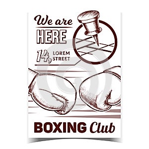 Boxing Club Map Location Advertising Poster Vector