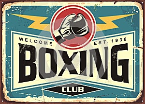 Boxing club retro tin sign template design