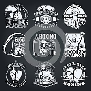 Boxing Clubs And Competitions Monochrome Emblems