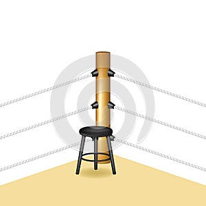 Boxing corner with wooden stool