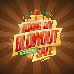 Boxing day blowout sale, mega discounts, vector banner design