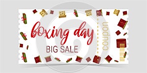 Boxing Day coupon color template layout vector.