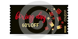 Boxing Day coupon color template layout vector.
