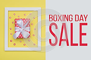 Boxing Day Sale backdrop. Festive winter holidays Christmas Sale background.