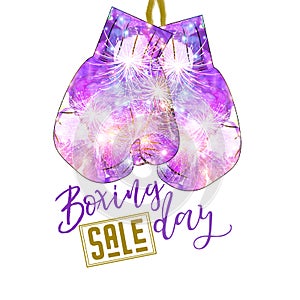 Boxing day sale concept with purple gloves