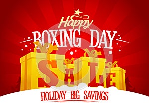 Boxing day sale design concept with golden gift boxes