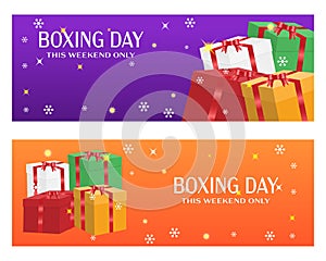 Boxing Day Sale. Flyer, coupon, banner. Vector illustration. Colorful bright design.