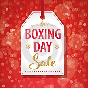 Boxing Day Sale Tag Label on Red Background - Vector