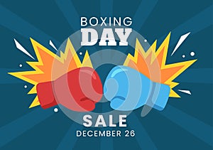 Boxing Day Sale Template Hand Drawn Cartoon Flat Illustration with Glove and Gift Box for Promotion or Shopping Concept