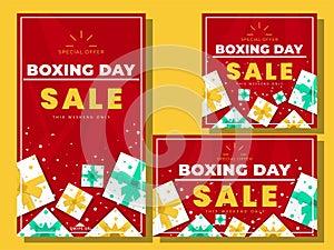 Boxing day social media post template design collection illustration