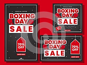 Boxing day social media post template design collection illustration