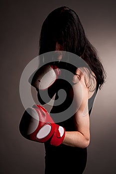 Boxing emo gothic man isolated