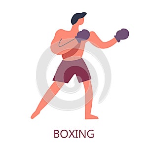 Boxing fighting art isolated male character in gloves and shirts