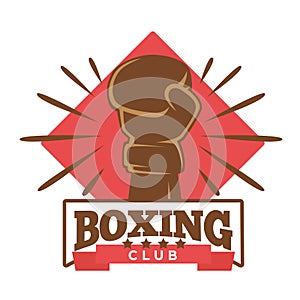 Boxing five-star club emblem with hand in glove