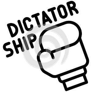 Boxing glove with dictatorship text icon, Protest related vector