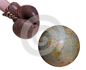 Boxing glove and globe