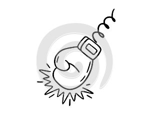 Boxing glove making powerful hit with motion and impact