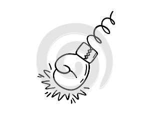 Boxing glove making powerful hit with motion and impact