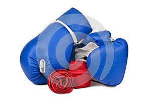 Boxing Gloves blue and red elastic bandage