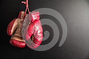 Boxing gloves in dark background