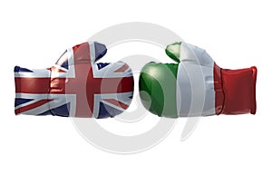 Boxing gloves with England and Italian flag