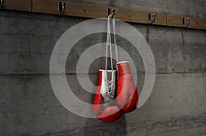 Boxing Gloves Hanging In Change Room