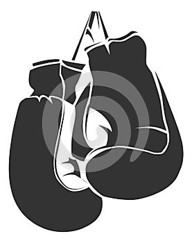 Boxing gloves icon. Fighting club black logo