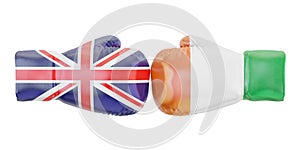 Boxing gloves with Ireland and Great Britain flags. Governments photo